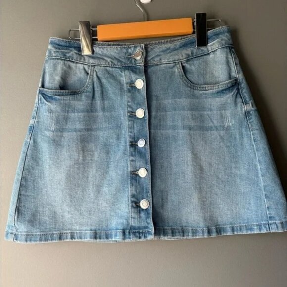 Streetwear Society, size small, denim jean skirt, full button up front - Picture 1 of 5